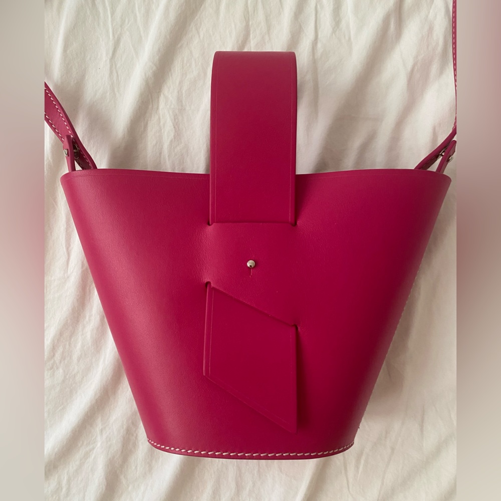 Structured Fuchsia Crossbody Bucket Bag
